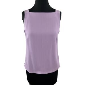 Alex Garfield & Marks Purple Pink Ribbed Square Neck Tank Sleeveless Top Zip 8 M
